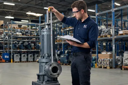 Pump distributor specialist checking vertical motor